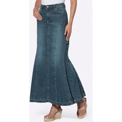 Jupe en jean femme ligne godet - Linea Tesini - bleu délavé - Publicité Jupe en jean femme ligne godet - Linea Tesini - bleu délavé - Publicité