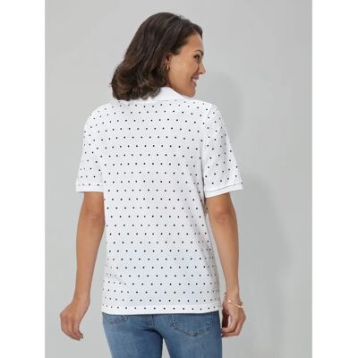 CLASSIC BASICS Poloshirt Gr. 46 V-Ausschnitt gepunktet weiß CLASSIC BASICS Poloshirt Gr. 46 V-Ausschnitt gepunktet weiß