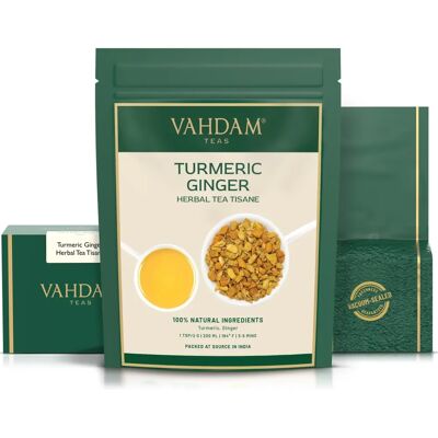 Vahdam Teas Thé aux Herbes de Curcuma et Gingembre - Thé aux Herbes - Publicité Vahdam Teas Thé aux Herbes de Curcuma et Gingembre - Thé aux Herbes - Publicité