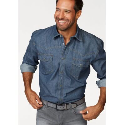 ARIZONA Herren 49/50 (4XL) Blau Stein Western Baumwollhemd ARIZONA Herren 49/50 (4XL) Blau Stein Western Baumwollhemd