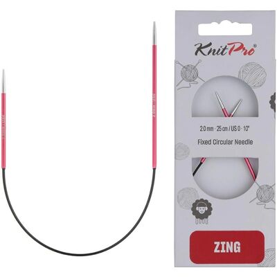 Knit Pro - Zing 25cm Agulha de tricô circular fixa - Prata Knit Pro - Zing 25cm Agulha de tricô circular fixa - Prata