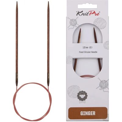 KnitPro Ginger Aiguilles circulaires en Bouleau - 40cm - 3,25mm - Aiguille à tricoter KnitPro Ginger Aiguilles circulaires en Bouleau - 40cm - 3,25mm - Aiguille à tricoter