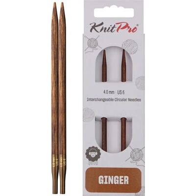 Agujas circulares intercambiables KnitPro Ginger 4 mm - Madera - Elegantes Agujas circulares intercambiables KnitPro Ginger 4 mm - Madera - Elegantes
