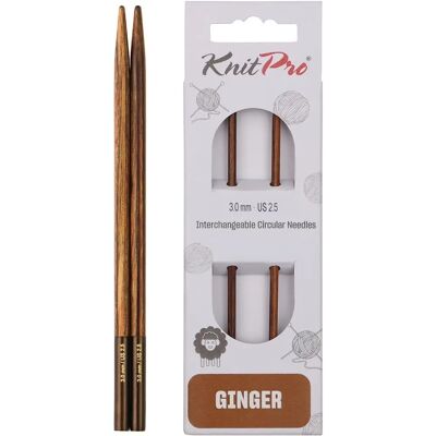 KnitPro - Ginger - Birch - 3.00mm - Aiguilles circulaires interchangeables KnitPro - Ginger - Birch - 3.00mm - Aiguilles circulaires interchangeables