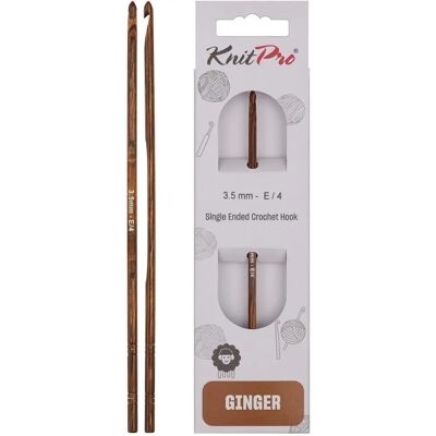KnitPro KP31242 Ginger - Crochet Hook - 15 cm - 3,50 mm - Bois - Marron KnitPro KP31242 Ginger - Crochet Hook - 15 cm - 3,50 mm - Bois - Marron