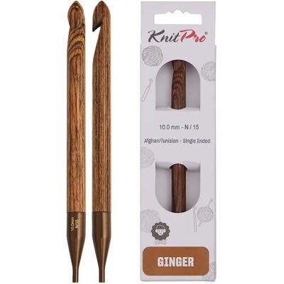 KnitPro Ginger Tunisian crochet hook wood - 31272 KnitPro Ginger Tunisian crochet hook wood - 31272