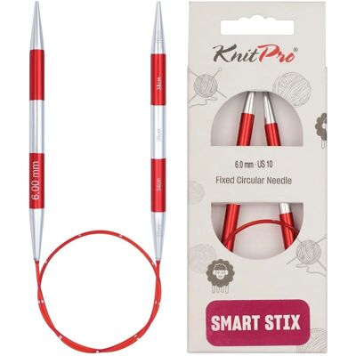 Aiguilles à tricoter en aluminium KnitPro SmartStix - 40cm - Rouge - 6,00mm Aiguilles à tricoter en aluminium KnitPro SmartStix - 40cm - Rouge - 6,00mm
