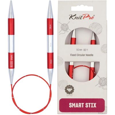 KnitPro SmartStix stickor - 40cm - Röd - 8,00mm KnitPro SmartStix stickor - 40cm - Röd - 8,00mm