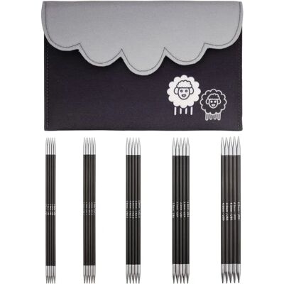 Knitpro Breinaalden Dubbelpunt Carbonz Starter Set - 15cm, 2mm Knitpro Breinaalden Dubbelpunt Carbonz Starter Set - 15cm, 2mm
