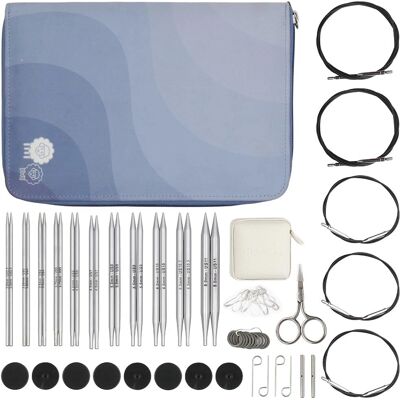 Knitpro Nova Metal Austauschbare Rundstricknadeln Set - Blau Knitpro Nova Metal Austauschbare Rundstricknadeln Set - Blau