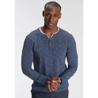 DELMAO Herren Blaumeliertes Henley-Shirt - Lässiger Langarm, Regular Fit DELMAO Herren Blaumeliertes Henley-Shirt - Lässiger Langarm, Regular Fit