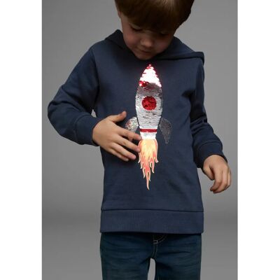 KIDSWORLD Jungen Baumwoll-Hoodie mit Raketen-Pailletten - Sweatshirt KIDSWORLD Jungen Baumwoll-Hoodie mit Raketen-Pailletten - Sweatshirt