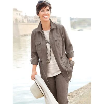Taupe Damen Blazer in Leinen-Optik – 44 Taupe Damen Blazer in Leinen-Optik – 44