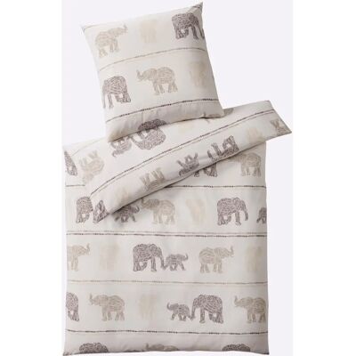 HEINE HOME Beige Olifanten Bedset - Beddengoed HEINE HOME Beige Olifanten Bedset - Beddengoed
