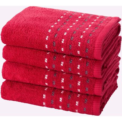 wäschepur katoenen handdoeken - 4 stuks, 50x100cm, Rood - Handdoek wäschepur katoenen handdoeken - 4 stuks, 50x100cm, Rood - Handdoek