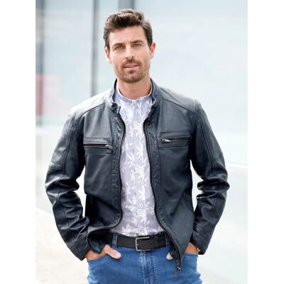 Marco Donati Lederjacke - Stehkragen, Reißverschluss, Mehrere Taschen - Lederjacke Marco Donati Lederjacke - Stehkragen, Reißverschluss, Mehrere Taschen - Lederjacke