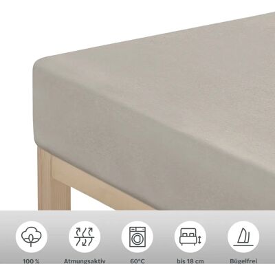 MY HOME Physalis Taupe Jersey Spannbettlaken - Bettlaken MY HOME Physalis Taupe Jersey Spannbettlaken - Bettlaken