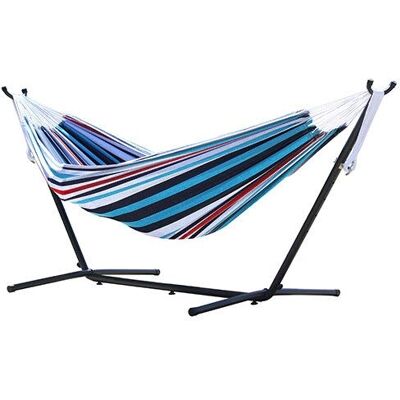 Vivere UHSDO8-12 Hamac en Coton Multicolore avec Support - Publicité Vivere UHSDO8-12 Hamac en Coton Multicolore avec Support - Publicité