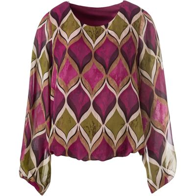 HEINE - Modell 42 - Gemustert, Mehrfarbig, Rundhals - Bluse HEINE - Modell 42 - Gemustert, Mehrfarbig, Rundhals - Bluse