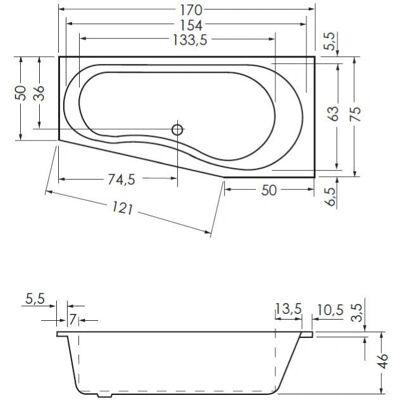 Repabad Tika Raumsparbadewanne - Trapez - Weiß - Badewanne Repabad Tika Raumsparbadewanne - Trapez - Weiß - Badewanne