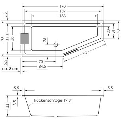 Repabad Livorno Eco Badewanne - Platzsparendes Design & Liegekomfort Repabad Livorno Eco Badewanne - Platzsparendes Design & Liegekomfort