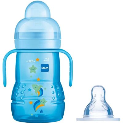 MAM 2-en-1 Bouteille d'Entraînement Bleue 220ml - Trainer Bottle MAM 2-en-1 Bouteille d'Entraînement Bleue 220ml - Trainer Bottle