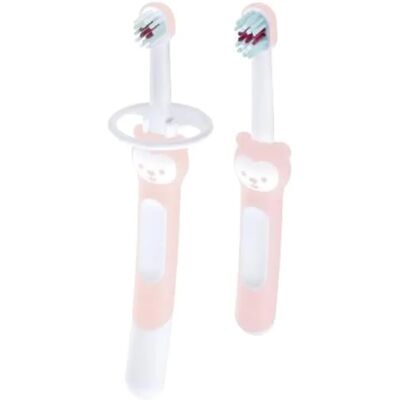 MAM Pink Learn to Brush Set - Baby Toothbrush for 5+ Months MAM Pink Learn to Brush Set - Baby Toothbrush for 5+ Months