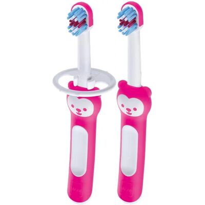 MAM Baby Toothbrush Pink - Baby Toothbrush with Safety Shield MAM Baby Toothbrush Pink - Baby Toothbrush with Safety Shield