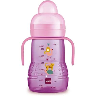 Gobelet et Biberon d'Entraînement MAM pour Bébé - Rose - 220 ml Gobelet et Biberon d'Entraînement MAM pour Bébé - Rose - 220 ml