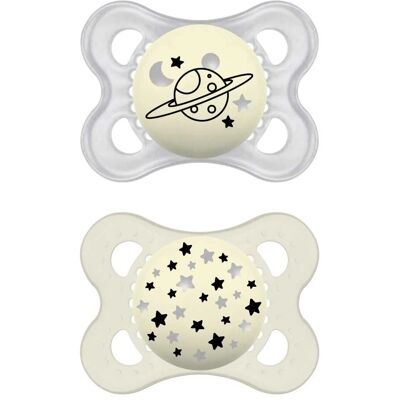 Succhietti Mam Night in Silicone - 2-6 Mesi, 2 pezzi Succhietti Mam Night in Silicone - 2-6 Mesi, 2 pezzi
