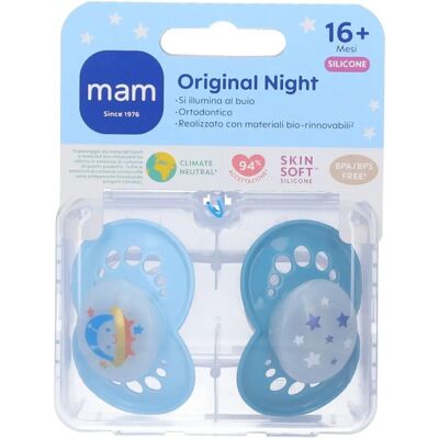 Succhietto in silicone Mam Night - Bebè, 16+ mesi, Blu Succhietto in silicone Mam Night - Bebè, 16+ mesi, Blu