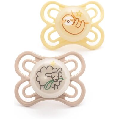 MAM Perfect Night Baby Soothers - Thinner & Softer, 0+ Months, Pack of 2 MAM Perfect Night Baby Soothers - Thinner & Softer, 0+ Months, Pack of 2