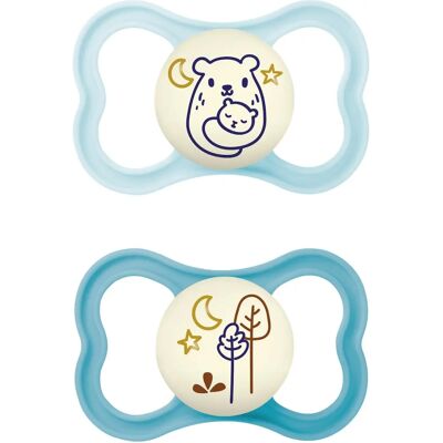MAM Sucette Silicone Air Night +16M Bleu - Sucette MAM Sucette Silicone Air Night +16M Bleu - Sucette