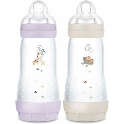 Biberón MAM Girafe - Anticólico - 330ml - Lila Biberón MAM Girafe - Anticólico - 330ml - Lila