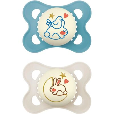 Succhietto Mam Night - Si illumina al buio, Silicone, 2 Pezzi - 2-6 Mesi Succhietto Mam Night - Si illumina al buio, Silicone, 2 Pezzi - 2-6 Mesi