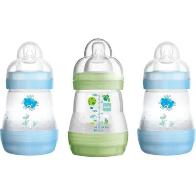 Biberon Anticolique MAM Bleu 160ml Pack de 3 Biberon Anticolique MAM Bleu 160ml Pack de 3