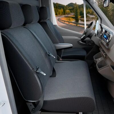 Housse de siège VW T5 Double Banc - Polyester Résistant - Publicité Housse de siège VW T5 Double Banc - Polyester Résistant - Publicité