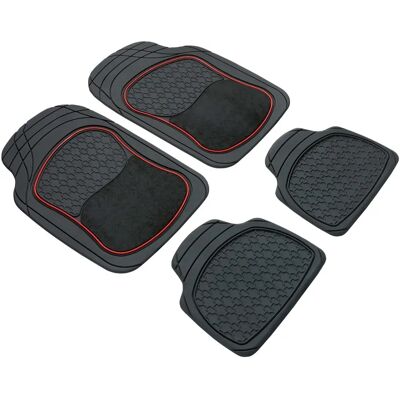 Alfombrillas de suelo universales WALSER - 4 unidades, negro-rojo Alfombrillas de suelo universales WALSER - 4 unidades, negro-rojo