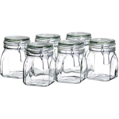Barattoli di vetro GOTHIKA Quadrati 6 pz 75cl A tenuta Barattoli di vetro GOTHIKA Quadrati 6 pz 75cl A tenuta