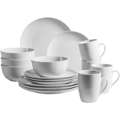 Ensemble de vaisselle blanche Mäser Coupe - Porcelaine, 16 pièces, pour 4 Ensemble de vaisselle blanche Mäser Coupe - Porcelaine, 16 pièces, pour 4