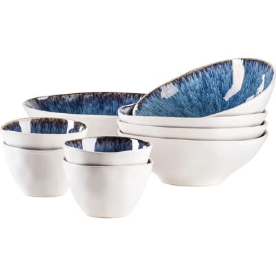 Set di 9 ciotole in ceramica Frozen blu - Set insalata Set di 9 ciotole in ceramica Frozen blu - Set insalata