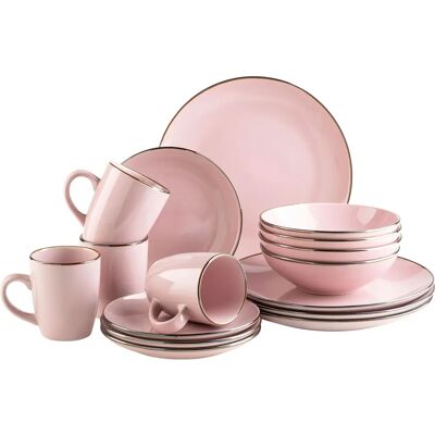 Service de 16 Pièces en Mélamine - Rose Élégant de MASER Service de 16 Pièces en Mélamine - Rose Élégant de MASER