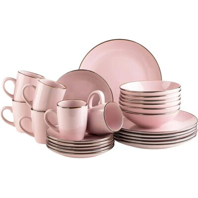 MÄSER Geschirr-Set Metallic Rim - Rosa, 24 teilig, für 6 Personen MÄSER Geschirr-Set Metallic Rim - Rosa, 24 teilig, für 6 Personen
