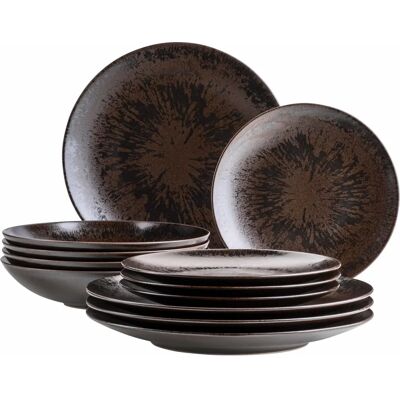 Set di Piatti in Ceramica Metallic Bronze Mäser 12 Pezzi Set di Piatti in Ceramica Metallic Bronze Mäser 12 Pezzi