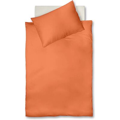 Fleuresse Satén Ropa de Cama Royal Uni 70x90cm / 140x200cm Naranja - Juego de sábanas Fleuresse Satén Ropa de Cama Royal Uni 70x90cm / 140x200cm Naranja - Juego de sábanas