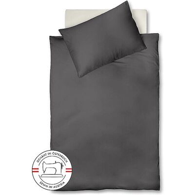 Fleuresse Satin Bettwäsche Royal Uni 140x220cm Anthrazit - Bettwäsche Fleuresse Satin Bettwäsche Royal Uni 140x220cm Anthrazit - Bettwäsche
