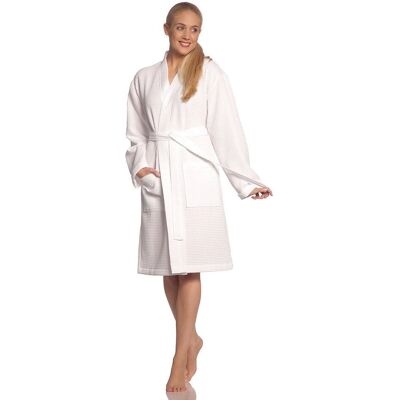 Vossen Rom Unisex Baumwoll-Bademantel - Weiß - 100cm Vossen Rom Unisex Baumwoll-Bademantel - Weiß - 100cm