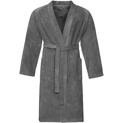 Vossen Dallas Unisex Baumwolle Kimono-Bademantel - Grau - Bademantel Vossen Dallas Unisex Baumwolle Kimono-Bademantel - Grau - Bademantel