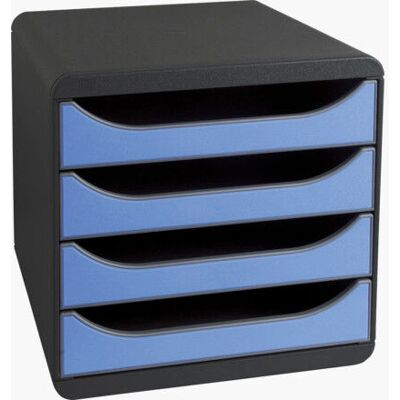 Exacompta 310779D Unité de tiroirs de bureau - Gris / Bleu glacé - 4 tiroirs - Publicité Exacompta 310779D Unité de tiroirs de bureau - Gris / Bleu glacé - 4 tiroirs - Publicité