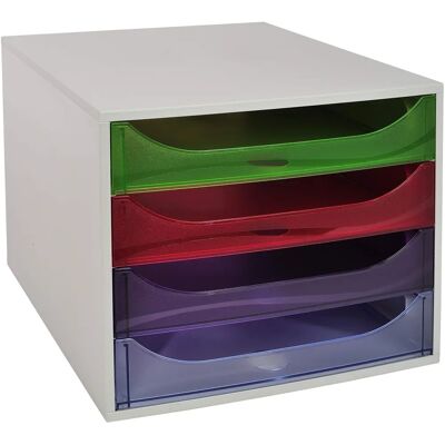 Exacompta Arlequin Ecobox 4 Tiroirs - Rangement de Documents - Publicité Exacompta Arlequin Ecobox 4 Tiroirs - Rangement de Documents - Publicité